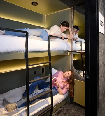 bunk beds in the pods with guests